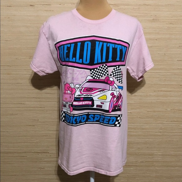 Hello Kitty by Sanrio Women’s Light Pink Tokyo Speed Racing Cotton Tee Medium - Picture 1 of 9